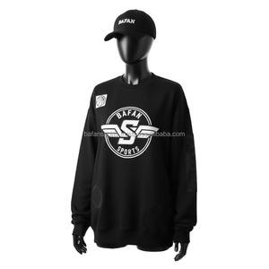 <b>Women</b> Oversize Sweatshirt GSM Cotton <b>Fleece</b> <b>Black</b> with Custom Logo Screen Print and Rubber Patch <b>Women</b> breathable Sweatshirts - Product Image 4