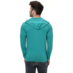 Camiseta de algodón con cuello liso y capucha para hombre - Product Image 2