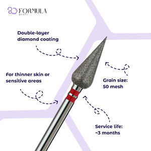 Broca de Diamante para Uñas, Directo de Fábrica, Fórmula Profi, 5.0mm, Grano Rojo Premium - Product Image 2