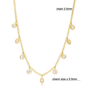 Rolo Doc cadena Zircon Stone Shaker collar mujer colgante venta al por mayor 925 joyería de plata esterlina joyería fina - Product Image 2