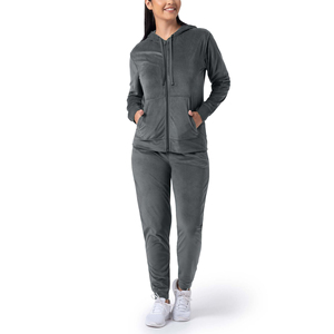 Women <b>Velour</b> <b>Tracksuit</b> Soft Velvet Two Piece Set Comfortable Casual Jogging Suit Zip Up Hoodie And Pants - Product Image 1