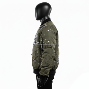 Women Bomber Jacket 320 GSM Premium <b>Nylon</b> <b>Fabric</b> Green Custom Logo embroidered Street Style Patch Design Women Bomber Jackets - Product Image 3