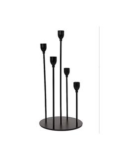 Bougeoirs en métal de luxe noir avec design artisanal résistant à la chaleur et personnalisable pour les lanternes de pot de bougie de support d'éclairage d'événement - Product Image 1