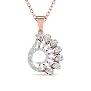 Colgante de diamante talla redonda Festival Peacock de 0.62 ct, color E-F, VVS-VS, diamante cultivado en laboratorio, en oro de 14 quilates, para novias, bodas y compromisos. - Product Image 2