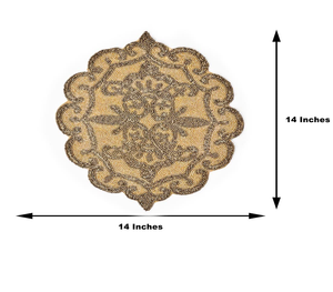 Handmade Glass <b>Placemat</b> Beaded Round Design with Silver Gold <b>White</b> Beads 14 Inch Eco-Friendly - Product Image 4