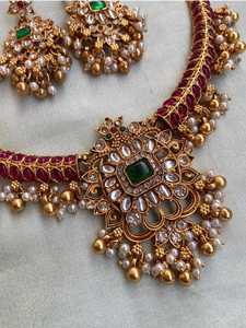 Joyería de moda Bohemia Vintage de alta calidad, collar de pendiente nupcial indio chapado en oro de 18 quilates, conjunto de joyería para boda - Product Image 4