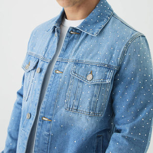 Veste denim d'hiver personnalisée pour hommes 100% manteau en denim délavé en coton avec logo embelli veste d'extérieur à la mode de haute qualité - Product Image 6