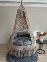 Grand hamac en macramé moderne chaise balançoire suspendue bohème en coton tissé à la main de haute qualité chaise balançoire adulte vivant