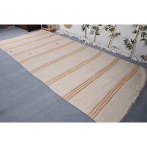 Alfombra de lana turca Vintage moderna 5x12ft Beige marrón diseño de retazos respaldo de látex para decoración para uso en sala de estar coche tejido plano de 4m - Product Image 3