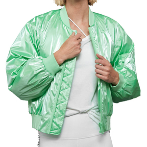 แจ็คเก็ตบอมเบอร์สำหรับผู้หญิงแจ็คเก็ตบอมเบอร์แขนยาวทรงเข้ารูปแฟชั่นมีกระเป๋าผ้าโพลีเอสเตอร์ออกแบบได้ตามต้องการ - Product Image 1