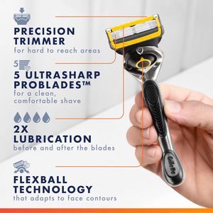 Rasoir Gillette ProGlide Shield pour homme, rasoir à 5 lames, avec tondeuse de précision, glisse et confort, manche + 4 recharges de lames - Product Image 2