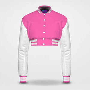 OEM Service Street Wear Winter Style Crop Top Varsity Jacket Hot Selling <b>Industry</b> Trending Crop Top Baseball Jackets for Women - Product Image 1