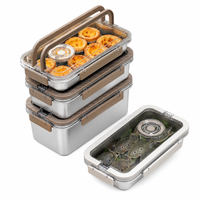 Boîte à lunch en acier inoxydable 304 avec couvercle, récipient bento de qualité alimentaire, rectangulaire, pour la préparation des repas, pour le bureau, l'école, les enfants