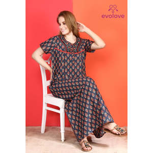 ชุดนอนผ้าฝ้ายพิมพ์ลายสำหรับผู้หญิง Evolove แขนสั้น ยาวเต็มตัว มีกระเป๋าข้าง ไซส์ XS ผ้าฝ้ายทอ 100% - Product Image 5