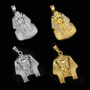 Liontin raja piramida Mesir antik baja tahan karat liontin ratu Mesir salib emas perhiasan jimat peta Afrika untuk pria wanita - Product Image 3