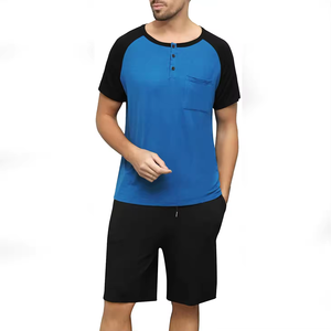 Conjunto de Shorts de Verano para Hombre de 2 Piezas, Cuello Redondo, Casual, Transpirable, con Estampado, de Algodón y Elastano de Alta Calidad - Product Image 3