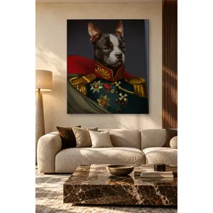 Fida Boston Terrier en uniforme de général décoré de médailles, impression sur toile - Product Image 2