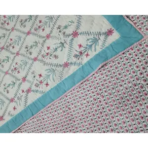 Hand Block Print 100% Cotton <b>Double</b> <b>Bed</b> <b>Sheet</b> with Mugal Motifs 220+ GSM White - Product Image 3