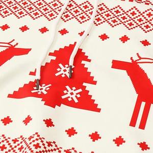Sweat-shirt d'hiver en polaire chaud à motif de renne et d'arbre de Noël imprimé sur mesure Rouge Blanc Unisexe Fête de Noël Tricoté - Product Image 1