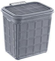 Afossa 6,5L Boîte de rangement rectangulaire en jute écologique pour détergent, avec couvercle en plastique moderne injecté, pour l'organisation de la buanderie