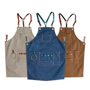 Tabliers de travail unisexe pour hommes et femmes avec logo personnalisé toile coton BBQ jardin Restaurant cuisine barbier café Chef cuisine - Product Image 4