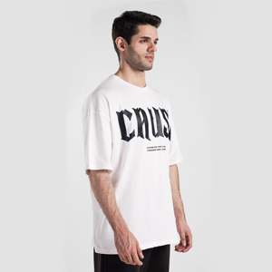 100% Cotton Oversize T-Shirt the Courageous Tee with Street Style Pattern Screen Print on 210gsm Jersey <b>White</b> Color - Product Image 3
