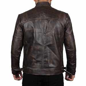 Veste en cuir sur mesure de haute qualité pour homme, coupe ajustée, 100% cuir de vache véritable, col montant, respirante, style vintage - Product Image 4
