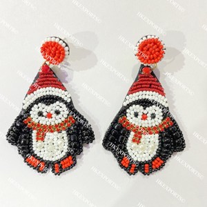 Wholesale Handmade Beaded <b>Penguin</b> Drop Christmas Earrings Festive Holiday <b>Jewelry</b> - Product Image 1