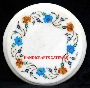 Top Class Handmade Demand Interior Decoration <b>White</b> Marble Inlay <b>Table</b> Top For Interior Decoration Use From Indian Exporter - Product Image 1