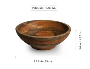 Ensaladera para servir en espiral con servidores de ensalada, cuenco redondo de madera de mango para Pasta, frutas, ensaladas o palomitas de maíz - Product Image 5