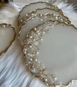 Sous-verre en résine fait main avec bordure en métal Sous-verre élégant pour tasses à thé et tasses à café et décoration de table de tous les jours et cadeaux - Product Image 5