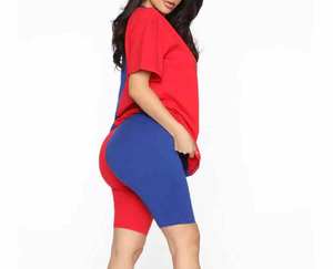 Tenues d'été 2 pièces 100% coton pour femmes Short taille haute avec haut à manches courtes Ensembles de shorts confortables et élégants pour femmes - Product Image 6