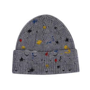 Gorros de punto de invierno Unisex de alta calidad cómodos gorros desgastados de Jacquard de Color sólido pintados a mano al por mayor para viajes - Product Image 2