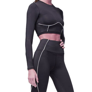 Ensemble de vêtements de sport 2 pièces pour femmes, logo personnalisé, noir, vêtements de yoga, fabricants de vêtements de sport, marque privée, ensembles de vêtements de fitness - Product Image 5