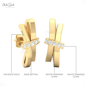 Últimos Modelos 2025, Broches de Diamantes Blancos Genuinos con Corte Brillante, Oro Sólido de 14k, Piedra de Nacimiento de Abril, Sin Níquel, Sin Plomo, Certificado IGI, para Mujer - Product Image 2