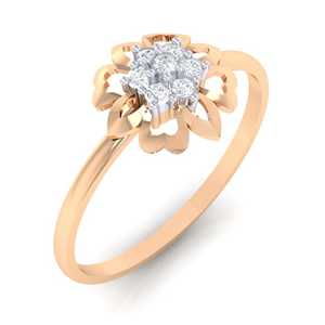 Anillo de Racimo Floral de Oro Certificado con Diamantes Reales, Pureza de 14Kt/18Kt, Peso Total de 0.07ct, Calidad IJ-SI - Product Image 1