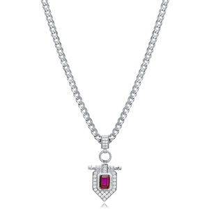 Rubí CZ diseño Popular Gourmet cadena plata encanto collar hecho a mano venta al por Mayor turco 925 joyería fina - Product Image 3