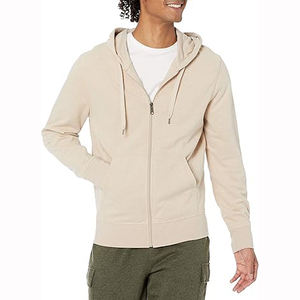 High Quality 350gsm Blank Zipper Hoodie Custom Oversized Puff Printed Custom Zip up Hoodie Men <b>Brown</b> Zipper Hoodie - Product Image 3