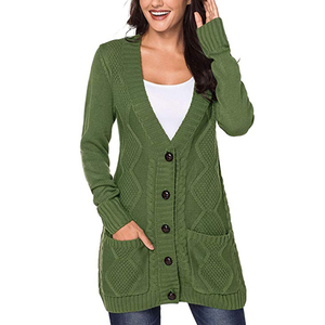 KATBROS INDUSTRY New Design Women's <b>Cardigan</b> <b>Sweaters</b> Customized Cotton/Wool Covered Button Autumn Casual Warm Logo Options - Product Image 2