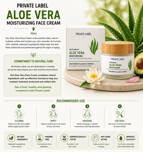 Crema Facial de Aloe Vera de Marca Privada 50ml OEM |   Crema Hidratante y Calmante Antienvejecimiento que Aumenta la Elasticidad |   España UE - Product Image 3