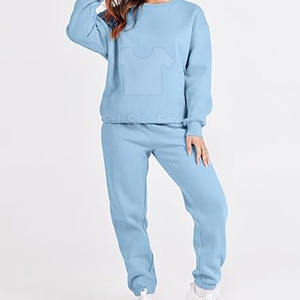 Conjunto de chándal deportivo de dos piezas con estampado de logotipo personalizado para mujer para invierno a un precio - Product Image 2