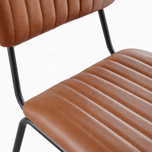 Silla Retro de Cuero Genuino Industrial para Restaurante |   Asientos de Comedor con Estructura Metálica |   Muebles Horeca B2B para Sala de Estar y Apartamento - Product Image 3