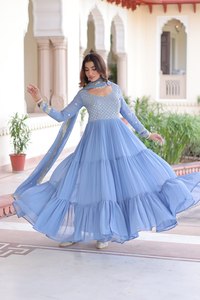 Vestido Étnico de Fiesta para Mujer, Estilo Salwar Pastel, Bordado, de Secado Rápido, con Dupatta, Colección Festiva y de Bodas - Product Image 5