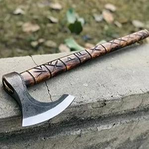 NM Industrial Grade Damascus Steel Custom Handmade Hunting <b>Axe</b> Head Ash Wood Handle 18-Inch Overall Length Outdoor <b>Camping</b> - Product Image 5