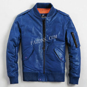 Blouson aviateur en cuir pour homme, style décontracté vintage, en cuir véritable, classique, sur mesure, vente en gros, OEM - Product Image 4