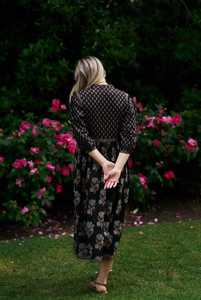 Vestido Midi Bohemio Floral Sophie Negro Marrón Algodón - Product Image 6