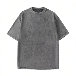 เสื้อยืดโอเวอร์ไซส์ผ้าฝ้าย100% ซักด้วยกรดสไตล์วินเทจสำหรับผู้ชายไซส์ใหญ่พิเศษใส่ได้ทั้งชายและหญิง - Product Image 1