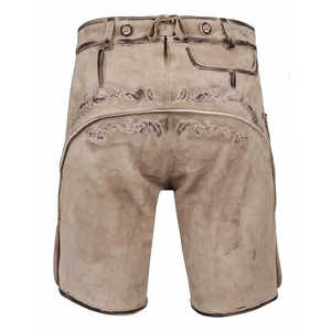 Short Lederhosen bavarois OEM pour hommes en cuir ciré léger Oktoberfest tenue traditionnelle allemande au prix de gros - Product Image 4