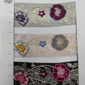 Elegante encaje bordado floral negro intrincadamente detallado para vestidos de novia sofisticados y ropa de noche - Product Image 1