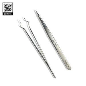 Pince à épiler pour extensions de cils Bluemed Surgical Beauty, en acier inoxydable, professionnelle, précision, pointe inclinée lisse, durable pour le volume - Product Image 1